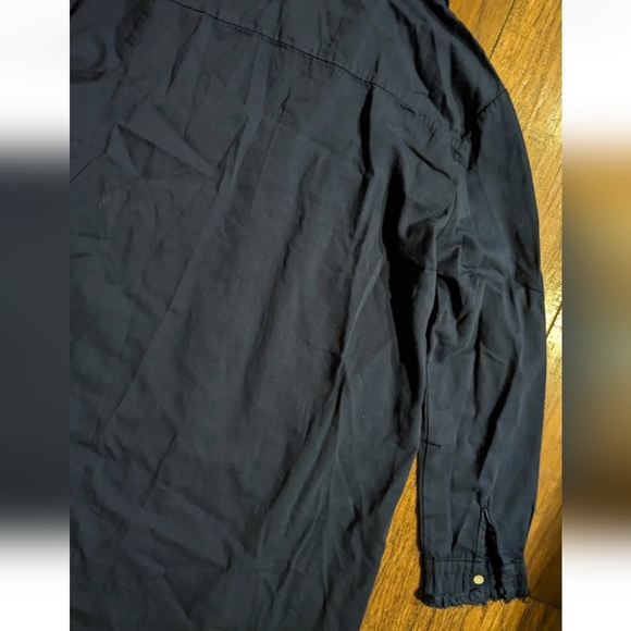 NEW Zilcremo Womens Navy SHIRT DRESS Lrg Solid Blue Collared Button Long Sleeve - Picture 12 of 15